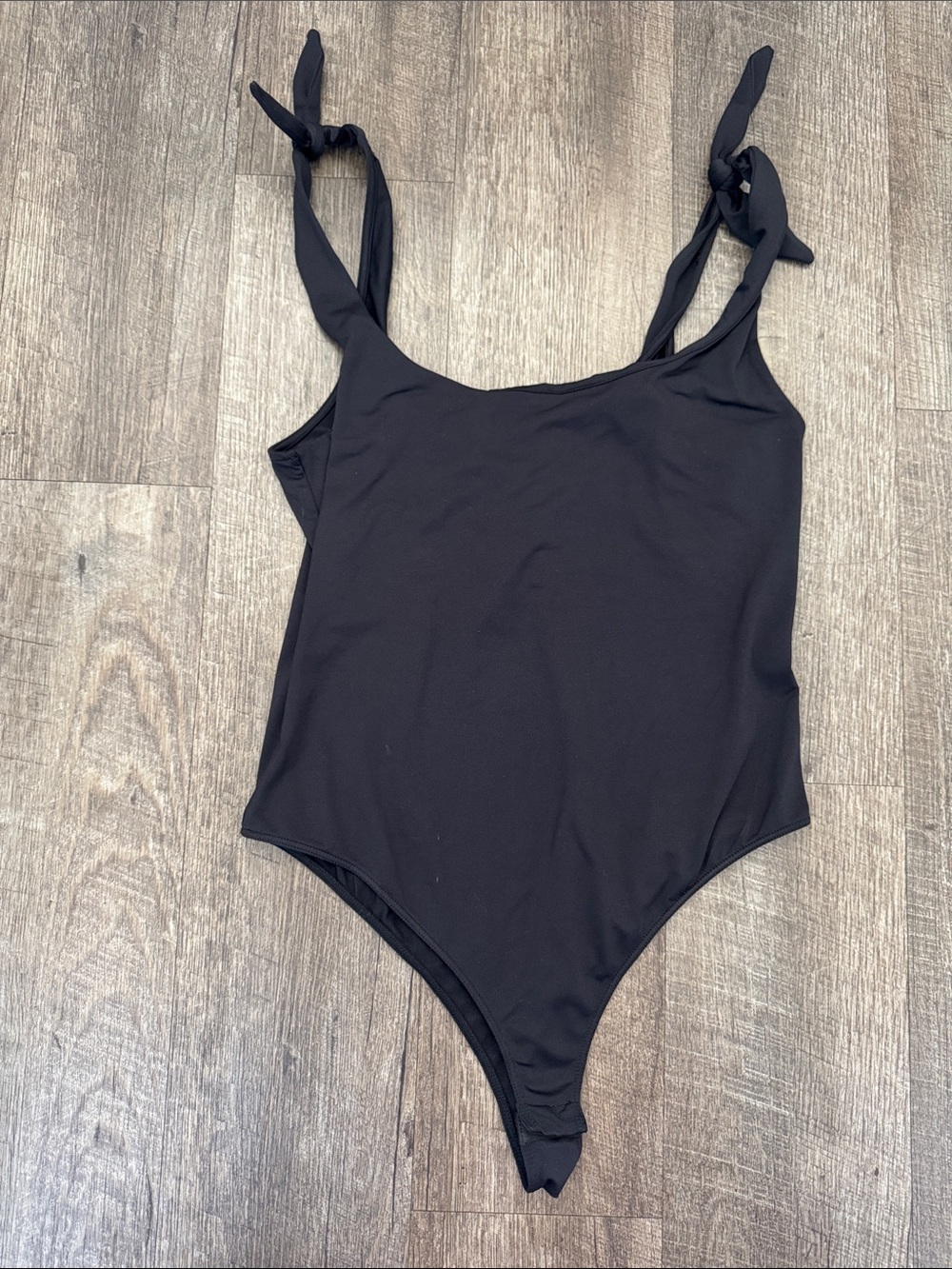 H&M Black One-Piece Bodysuit with Tie Straps